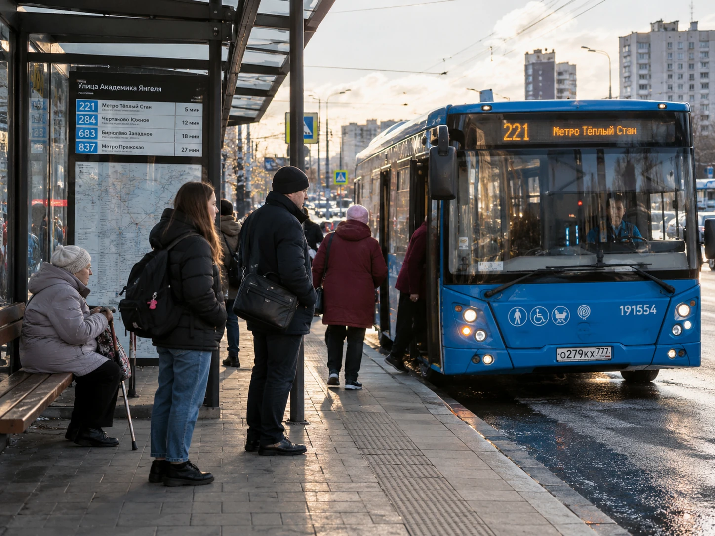 Городская остановка с доступным автобусом